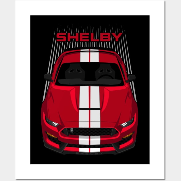 Ford Mustang Shelby GT350 2015 - 2020 - Red - White Stripes Wall Art by V8social